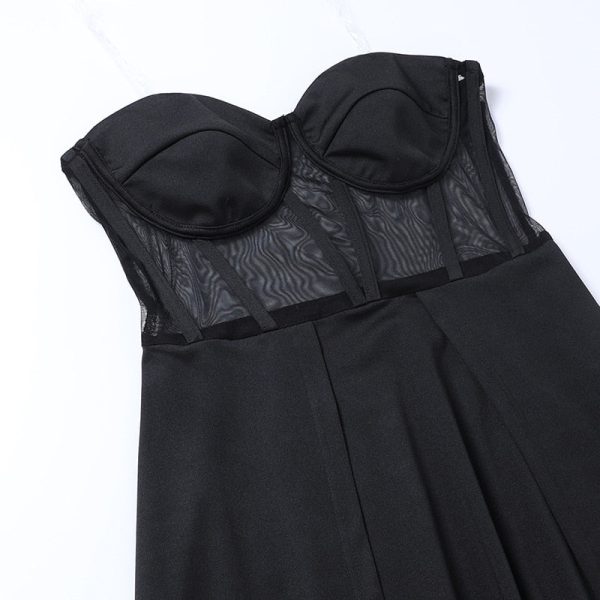 Black Bustier Slit Midi Dress Black Bustier Slit Midi Dress