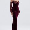 Black Cherry Velvet Lace Long Sleeve Maxi Dress Black Cherry Velvet Lace Long Sleeve Maxi Dress