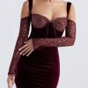 Black Cherry Velvet Lace Long Sleeve Maxi Dress Black Cherry Velvet Lace Long Sleeve Maxi Dress