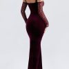 Black Cherry Velvet Lace Long Sleeve Maxi Dress Black Cherry Velvet Lace Long Sleeve Maxi Dress