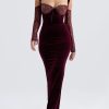 Black Cherry Velvet Lace Long Sleeve Maxi Dress Black Cherry Velvet Lace Long Sleeve Maxi Dress