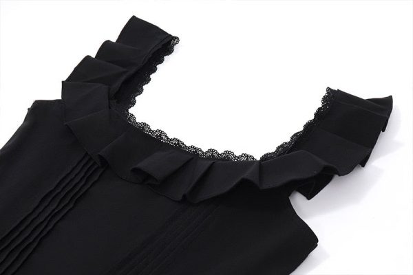 Black Corset Square Neck Frill Strap Mini Dress Black Corset Square Neck Frill Strap Mini Dress