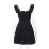 Black Corset Square Neck Frill Strap Mini Dress Black Corset Square Neck Frill Strap Mini Dress