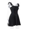 Black Corset Square Neck Frill Strap Mini Dress Black Corset Square Neck Frill Strap Mini Dress