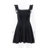 Black Corset Square Neck Frill Strap Mini Dress Black Corset Square Neck Frill Strap Mini Dress