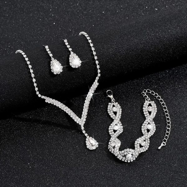 Black Crystal Water Drop Bridal Jewelry Set 3 Piece Black Crystal Water Drop Bridal Jewelry Set 3 Piece