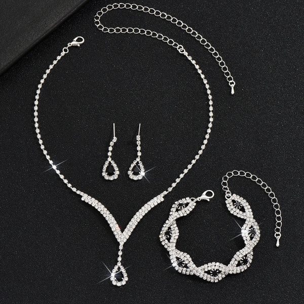 Black Crystal Water Drop Bridal Jewelry Set 3 Piece Black Crystal Water Drop Bridal Jewelry Set 3 Piece
