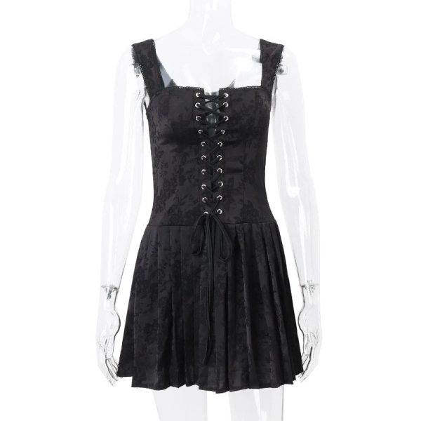 Black Front Lace-Up Mini Dress Black Front Lace-Up Mini Dress