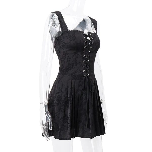 Black Front Lace-Up Mini Dress Black Front Lace-Up Mini Dress