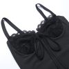 Black Lace Bustier Tie-Up Strap Mini Dress