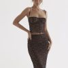 Black Lace Cami Top And Midi Skirt Set