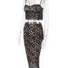 Black Lace Cami Top And Midi Skirt Set