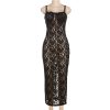 Black Lace Sheer Midi Bodycon Dress Black Lace Sheer Midi Bodycon Dress