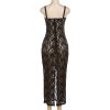 Black Lace Sheer Midi Bodycon Dress Black Lace Sheer Midi Bodycon Dress