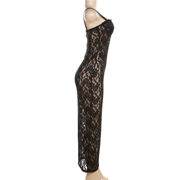 Black Lace Sheer Midi Bodycon Dress Black Lace Sheer Midi Bodycon Dress