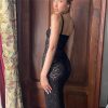 Black Lace Sheer Midi Bodycon Dress Black Lace Sheer Midi Bodycon Dress