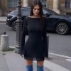 Black Mesh Long Sleeve Backless Mini Dress Black Mesh Long Sleeve Backless Mini Dress