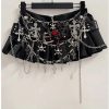 Black Micro Pleated Cross Chain Skirt Black Micro Pleated Cross Chain Skirt