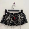 Black Micro Pleated Cross Chain Skirt Black Micro Pleated Cross Chain Skirt