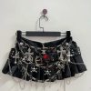 Black Micro Pleated Cross Chain Skirt Black Micro Pleated Cross Chain Skirt