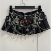Black Micro Pleated Cross Chain Skirt Black Micro Pleated Cross Chain Skirt