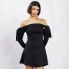 Black Off-shoulder Bow Long Sleeve Mini Dress Black Off-shoulder Bow Long Sleeve Mini Dress