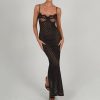 Black Polka Dot Lace Sheer Cupped Maxi Dress Black Polka Dot Lace Sheer Cupped Maxi Dress