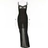 Black Polka Dot Lace Sheer Cupped Maxi Dress Black Polka Dot Lace Sheer Cupped Maxi Dress
