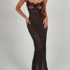 Black Polka Dot Lace Sheer Cupped Maxi Dress Black Polka Dot Lace Sheer Cupped Maxi Dress