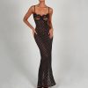 Black Polka Dot Lace Sheer Cupped Maxi Dress Black Polka Dot Lace Sheer Cupped Maxi Dress