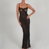 Black Polka Dot Lace Sheer Cupped Maxi Dress Black Polka Dot Lace Sheer Cupped Maxi Dress