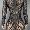 Black Rhinestones Full Wrap Dress Black Rhinestones Full Wrap Dress