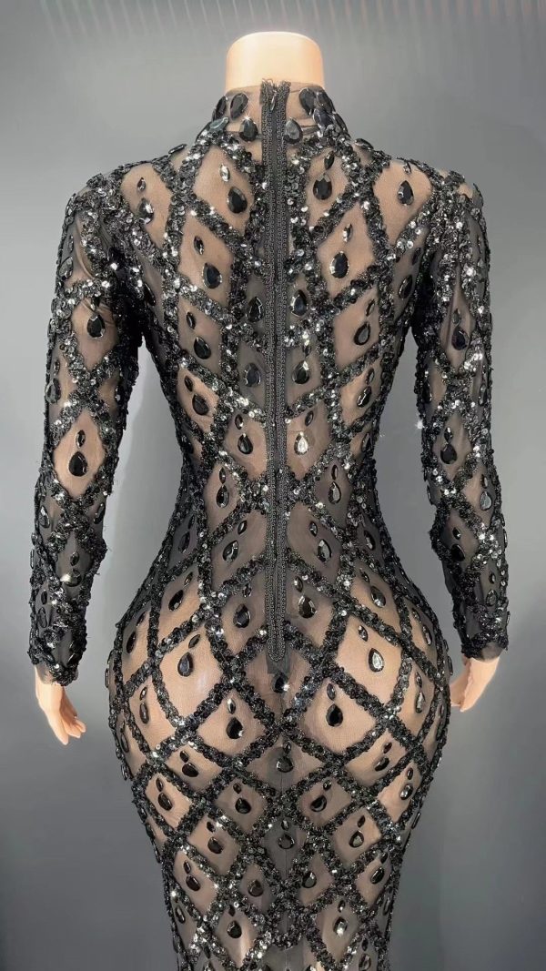 Black Rhinestones Full Wrap Dress Black Rhinestones Full Wrap Dress