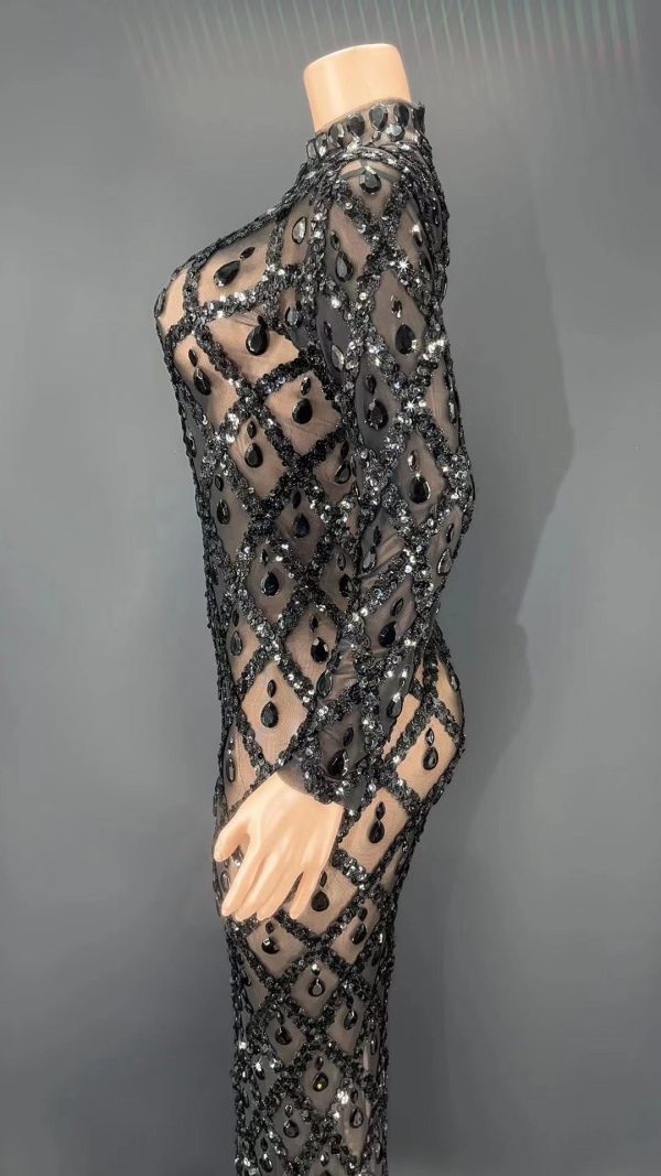 Black Rhinestones Full Wrap Dress Black Rhinestones Full Wrap Dress