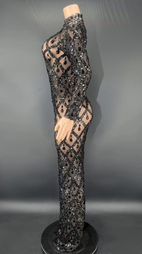 Black Rhinestones Full Wrap Dress Black Rhinestones Full Wrap Dress