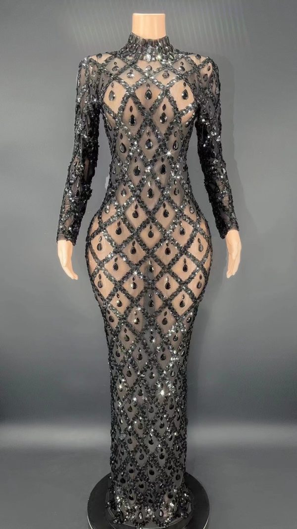 Black Rhinestones Full Wrap Dress Black Rhinestones Full Wrap Dress