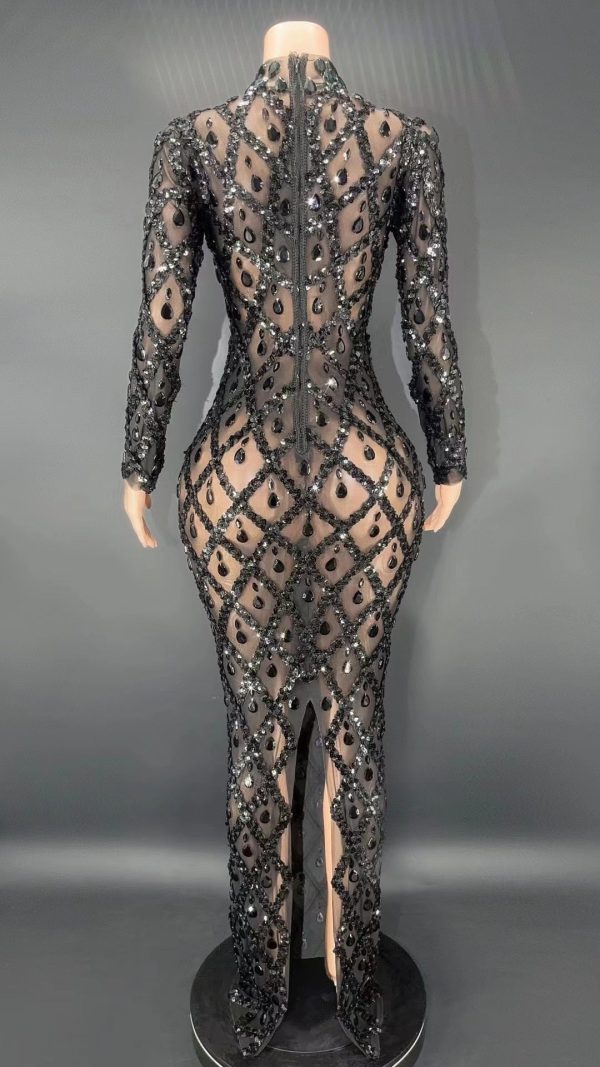 Black Rhinestones Full Wrap Dress Black Rhinestones Full Wrap Dress