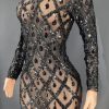 Black Rhinestones Full Wrap Dress Black Rhinestones Full Wrap Dress
