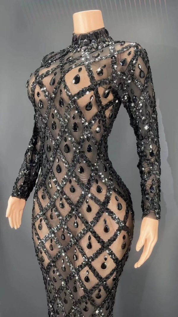 Black Rhinestones Full Wrap Dress Black Rhinestones Full Wrap Dress