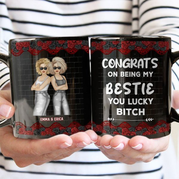 Black Rose Fashion Congrats On Being My Bestie - Gift For Bestie - Personalized Black Mug Black Rose Fashion Congrats On Being My Bestie - Gift For Bestie - Personalized Black Mug