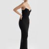 Black Satin Sweetheart Bodycon Midi Dress Black Satin Sweetheart Bodycon Midi Dress