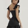 Black Sleeveless Backless Ruffle Mini Dress Black Sleeveless Backless Ruffle Mini Dress
