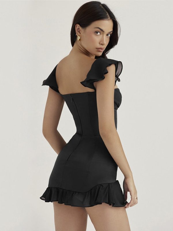 Black Sleeveless Backless Ruffle Mini Dress Black Sleeveless Backless Ruffle Mini Dress
