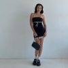 Black Tube Bow Lace Trim Mini Dress