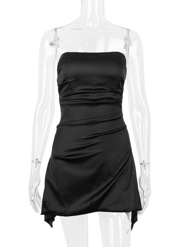 Black Tube Corset Satin Mini Dress Black Tube Corset Satin Mini Dress
