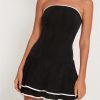Black Tube Frill White Trim Mini Dress Black Tube Frill White Trim Mini Dress