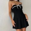 Black Tube Strappy Bow Design Mini Dress Black Tube Strappy Bow Design Mini Dress