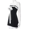 Black Tube White Bow Mini Dress Black Tube White Bow Mini Dress