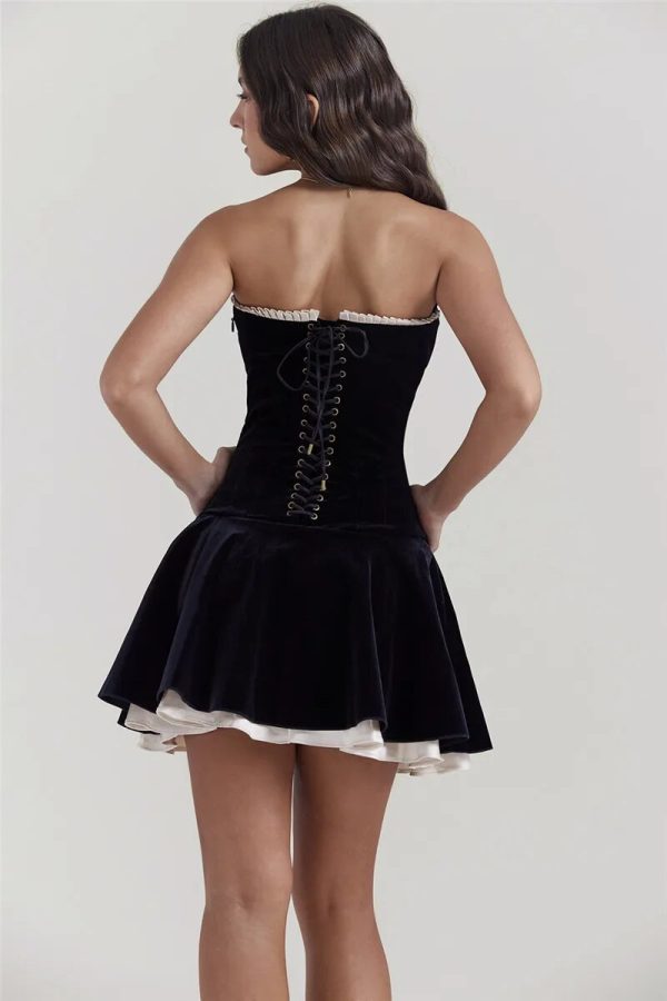 Black Velvet Tube Mini Dress