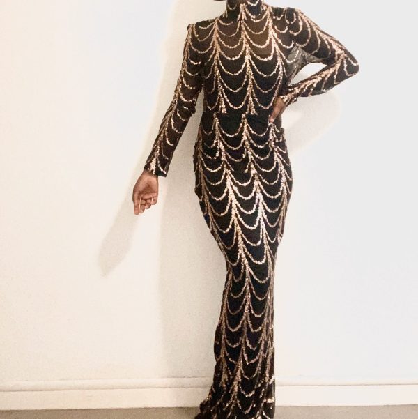 Black With Gold/Sliver Sequins Maxi Dresses Black With Gold/Sliver Sequins Maxi Dresses